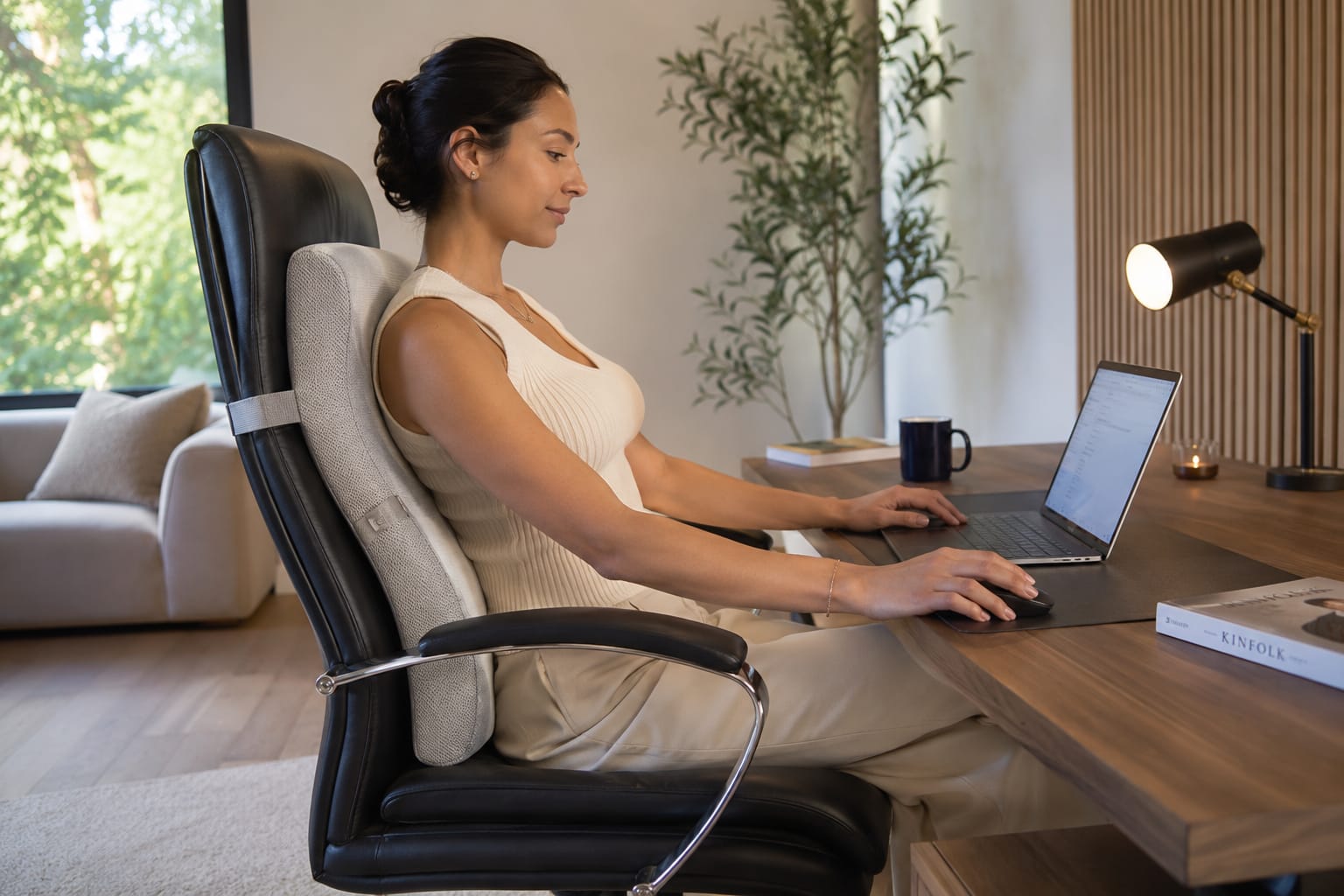 Ergonest™ Premium Memory Foam Lumbar Back Support Cushion for Office Chair, Car Seat & Home | Ergonomic Posture Support & Back Pain Relief