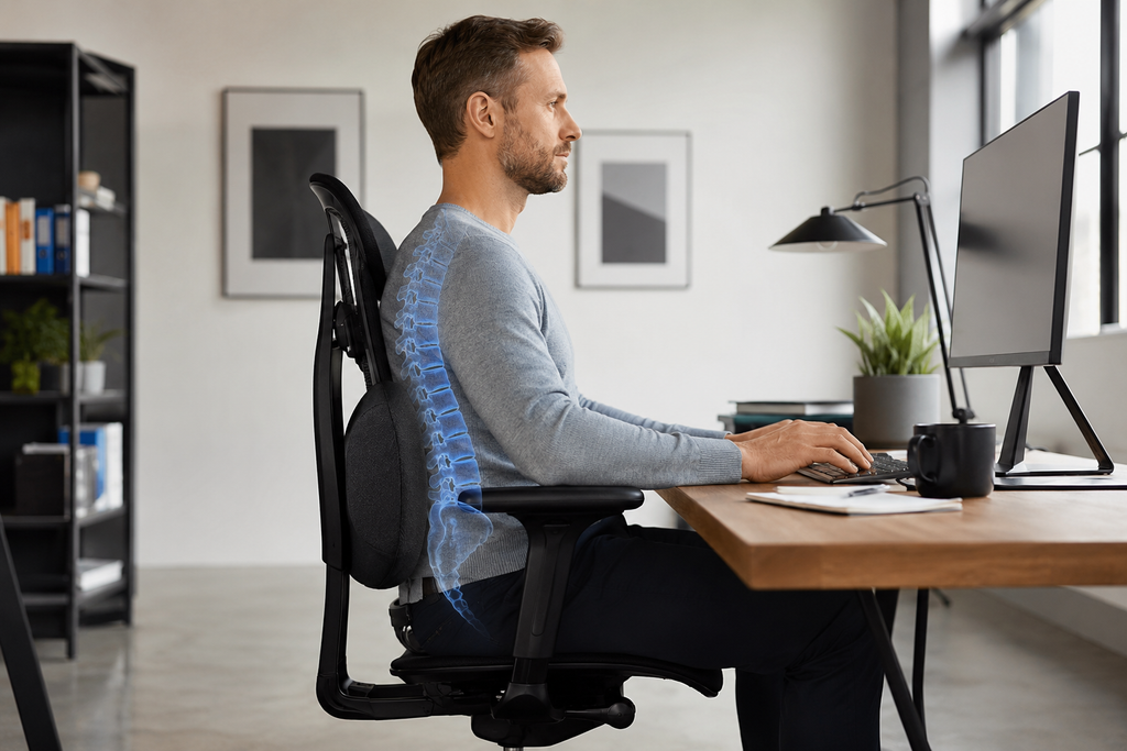 Ergonest™ Premium Memory Foam Lumbar Back Support Cushion for Office Chair, Car Seat & Home | Ergonomic Posture Support & Back Pain Relief